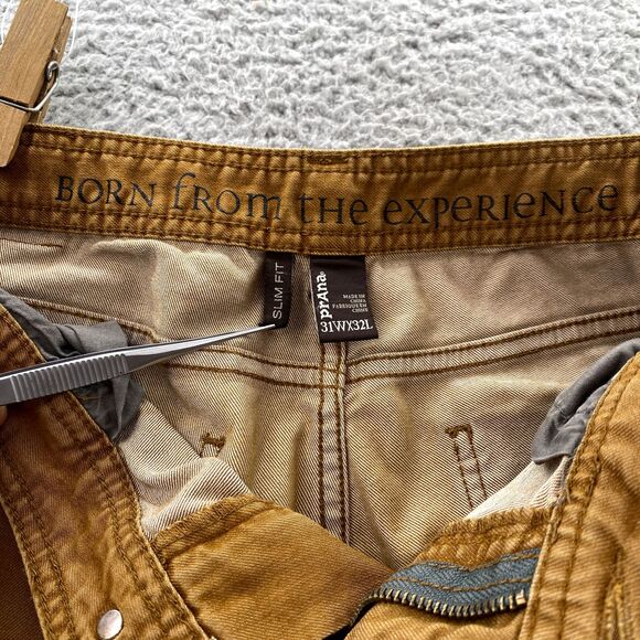 Prana Bridger Jeans Men 30x29* Orange Slim Fit Organic Cotton Performance Hiking - Picture 11 of 16